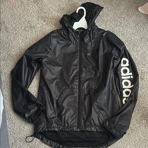 Adidas Black Windbreaker Jacket with Hood